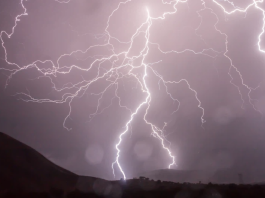 lightning strikes water