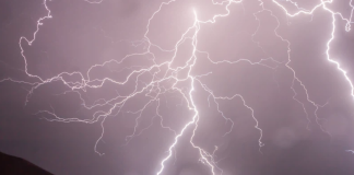 lightning strikes water