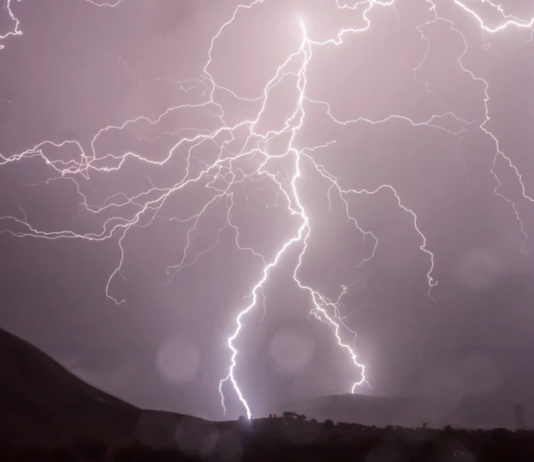 lightning strikes water