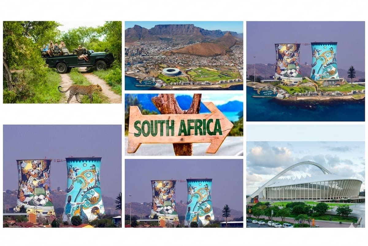 Collage image of South Africa's tourist attractions. This image accompanies an article titled 'France records fastest overseas-tourist growth in South Africa'