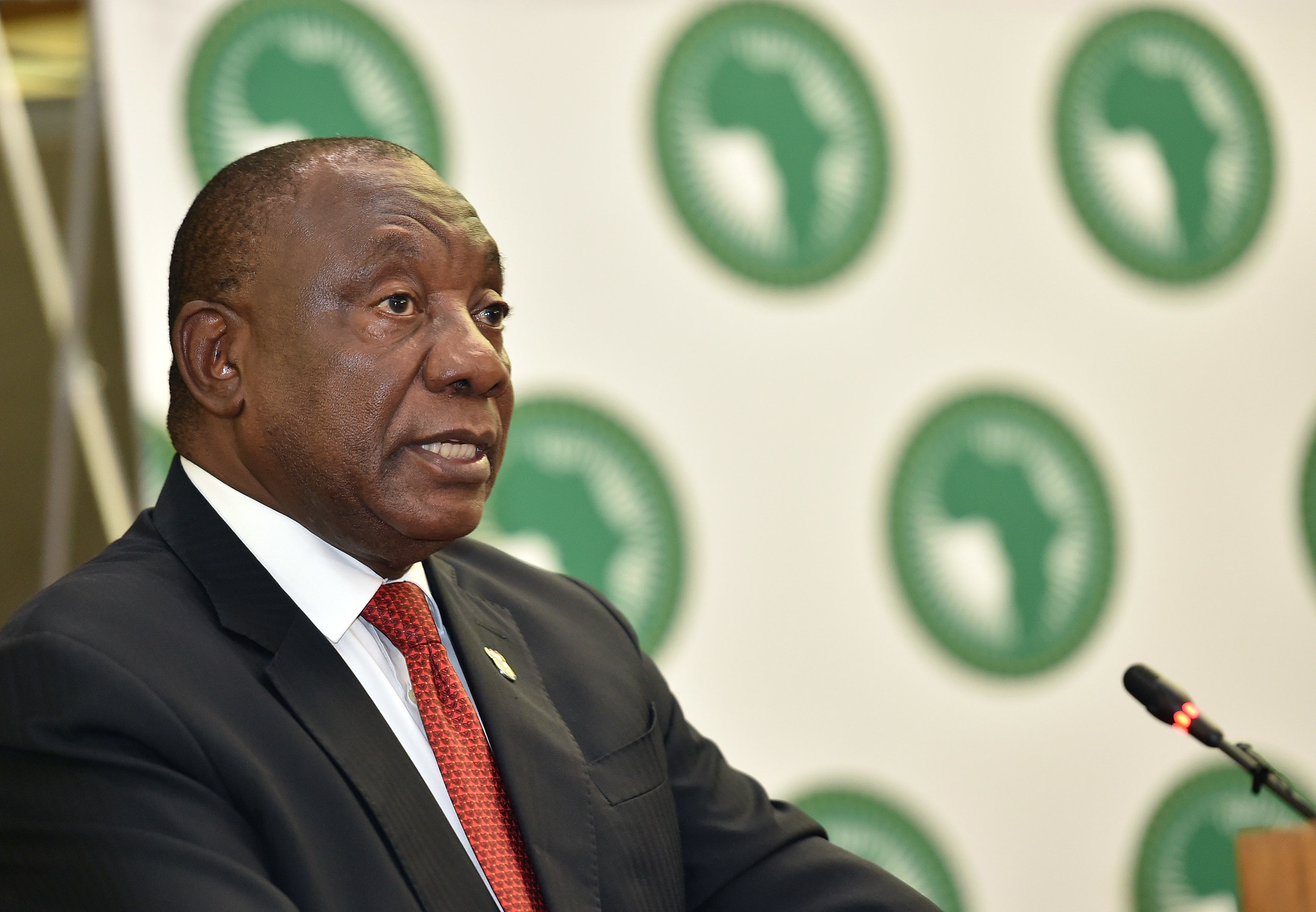 President Cyril Ramaphosa addresses Africa Heads of Mission Conference in Pretoria in 2020. (Photo: GCIS). This image accompanies an article titled 'Ramaphosa vows 'no stone left unturned' as body of sixth woman found east of Johannesburg'