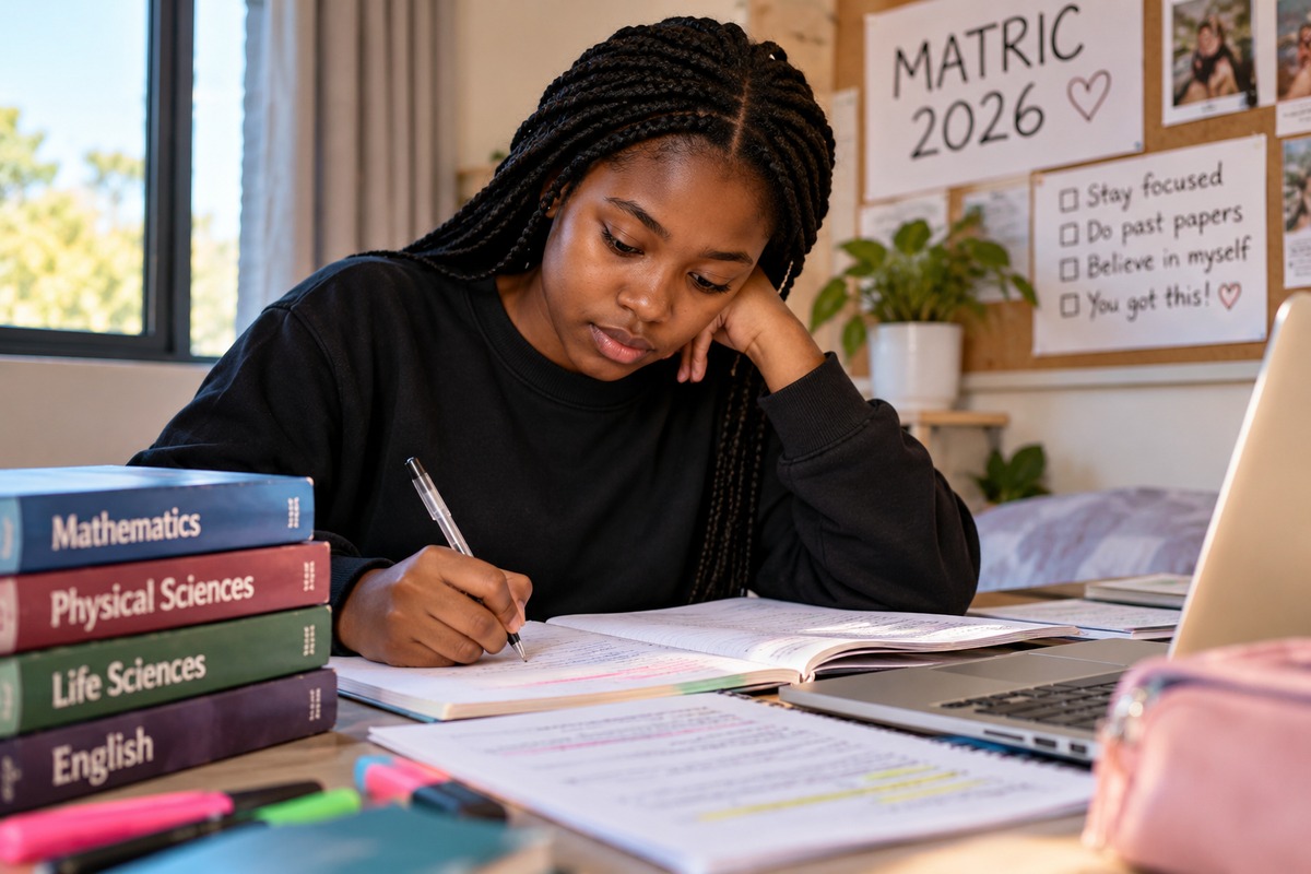 South African matric learner studying for the matric exams 2026